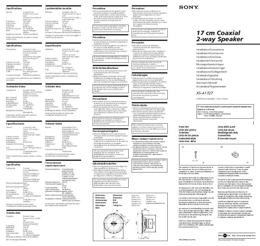 Mode d'emploi SONY XS-A1727