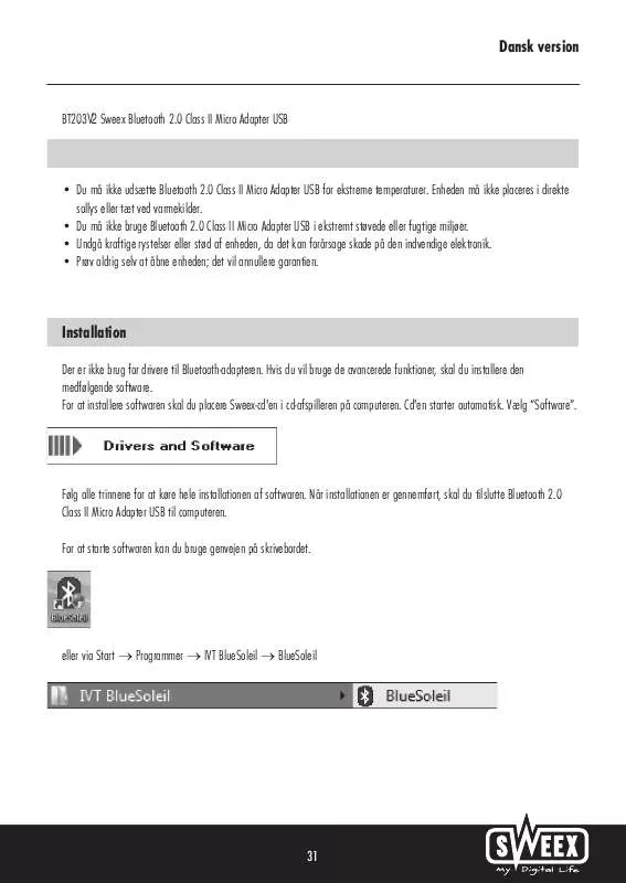 Mode d'emploi SWEEX BT203V2