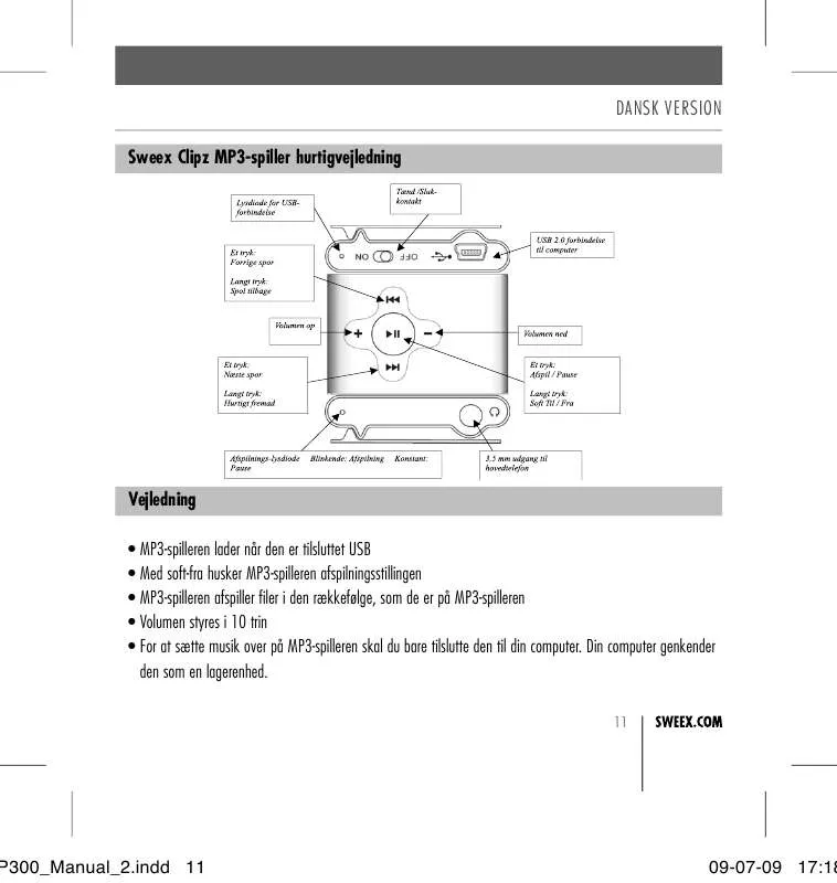 Mode d'emploi SWEEX MP302