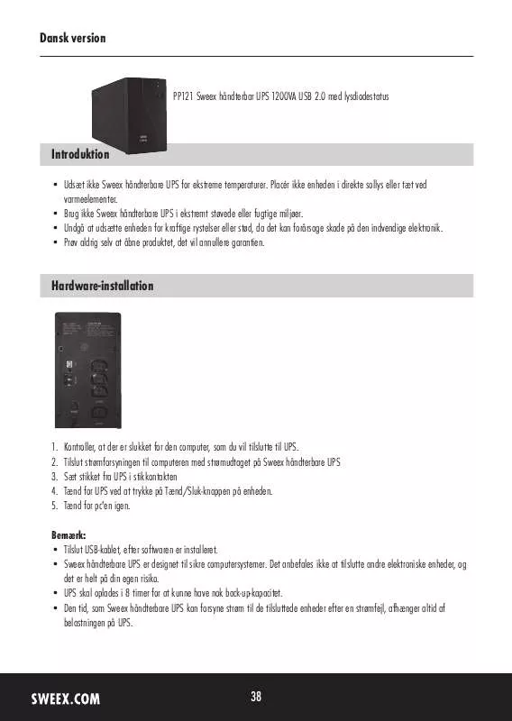 Mode d'emploi SWEEX PP121