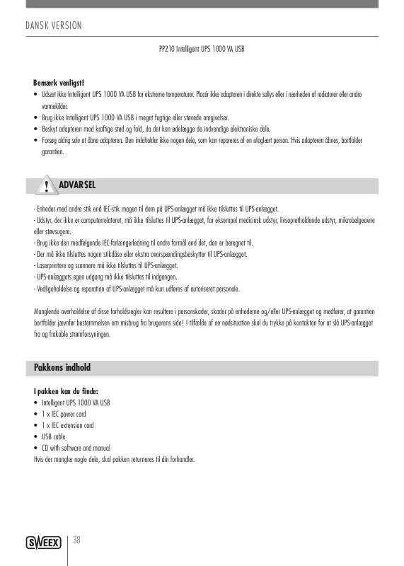 Mode d'emploi SWEEX PP210