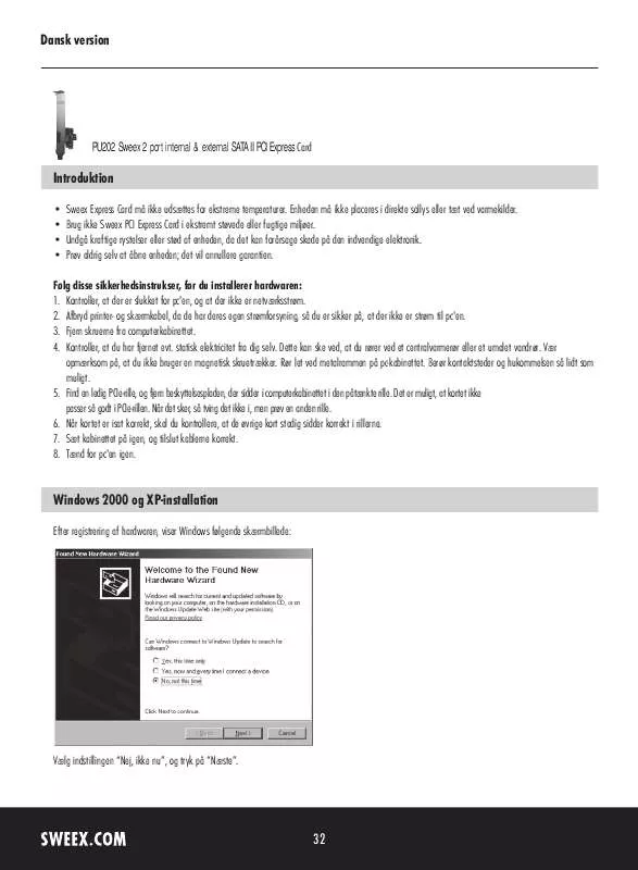 Mode d'emploi SWEEX PU202