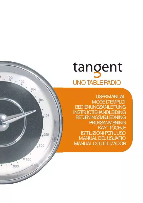 Mode d'emploi TANGENT UNO TABLE RADIO