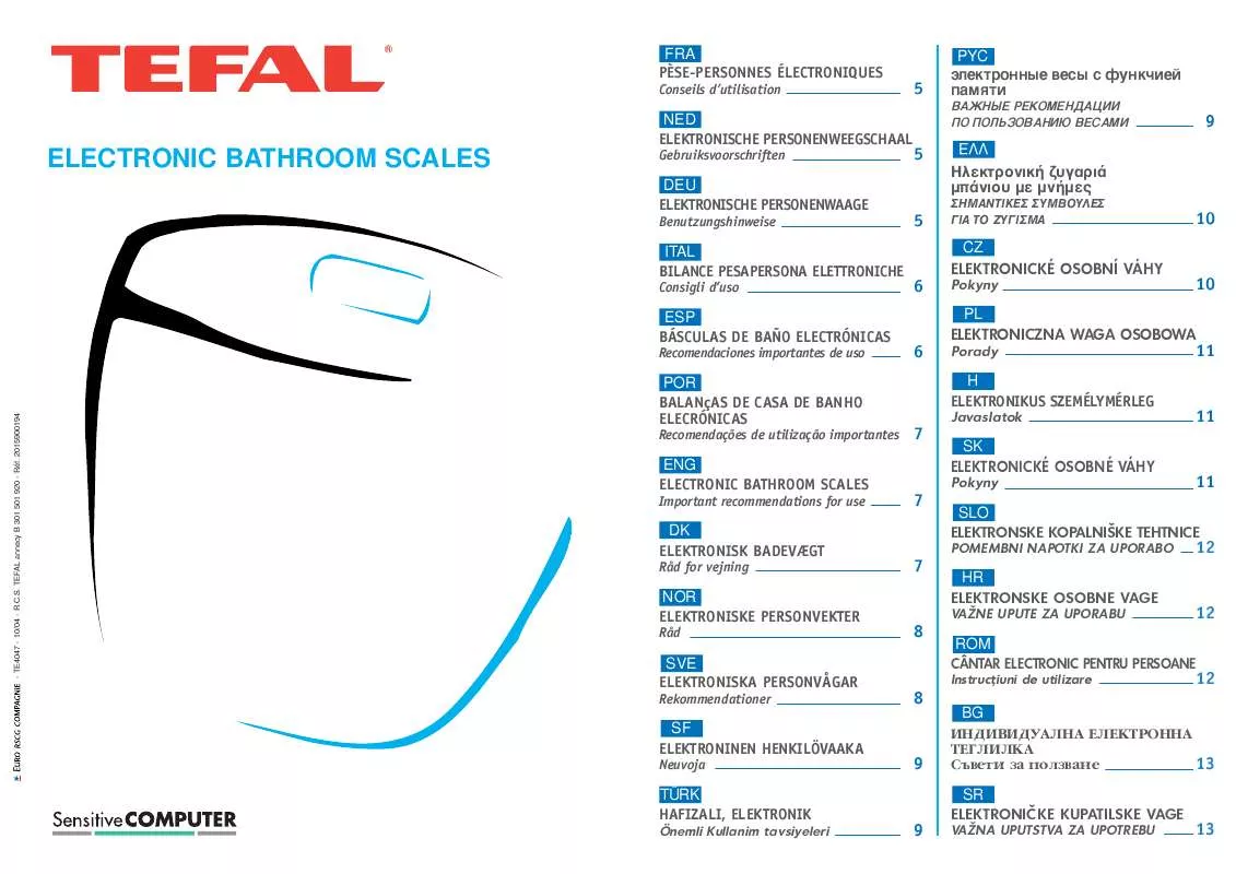 Mode d'emploi TEFAL ELECTRONIC BATHROOM SCALES