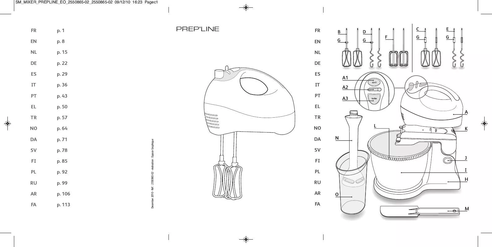 Mode d'emploi TEFAL HANDMIXER PREP LINE