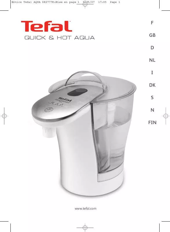 Mode d'emploi TEFAL QUICK AND HOT AQUA