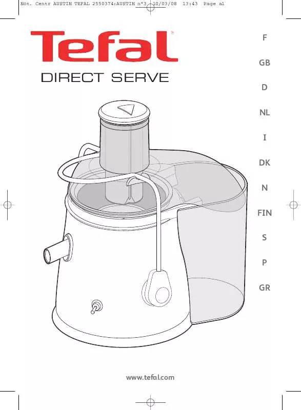 Mode d'emploi TEFAL SAFTCENTRIFUGE