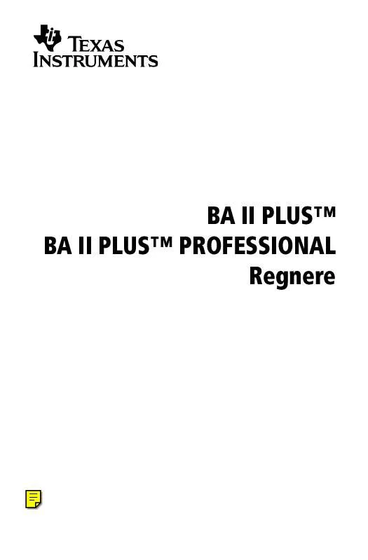 Mode d'emploi TEXAS INSTRUMENTS BA II PLUS PROFESSIONAL