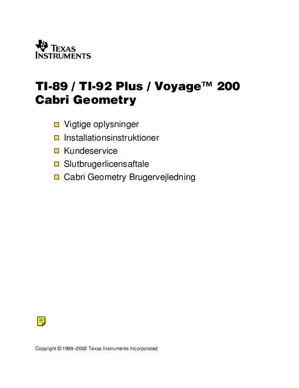 Mode d'emploi TEXAS INSTRUMENTS CABRI GEOMETRY