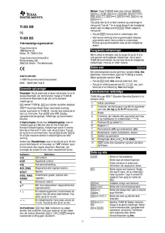 Mode d'emploi TEXAS INSTRUMENTS TI-30X IIB