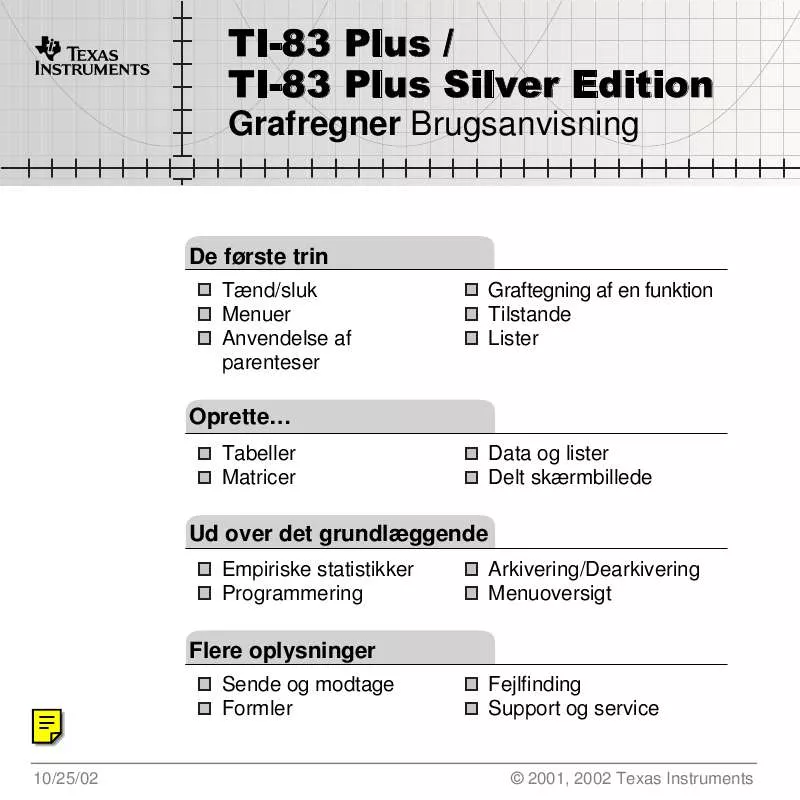 Mode d'emploi TEXAS INSTRUMENTS TI-83 PLUS SILVER EDITION