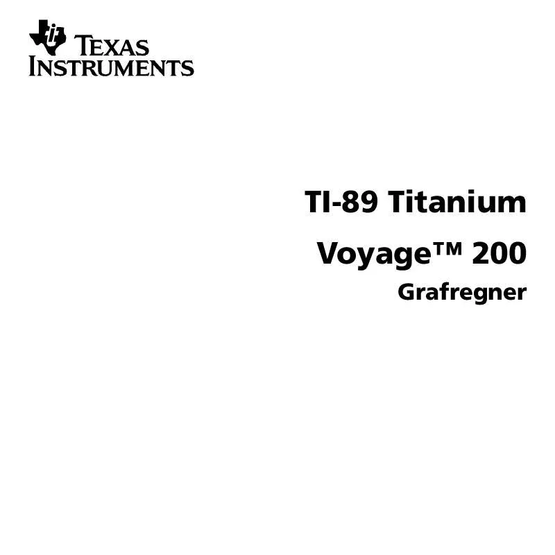 Mode d'emploi TEXAS INSTRUMENTS TI-89 TITANIUM-VOYAGE 200