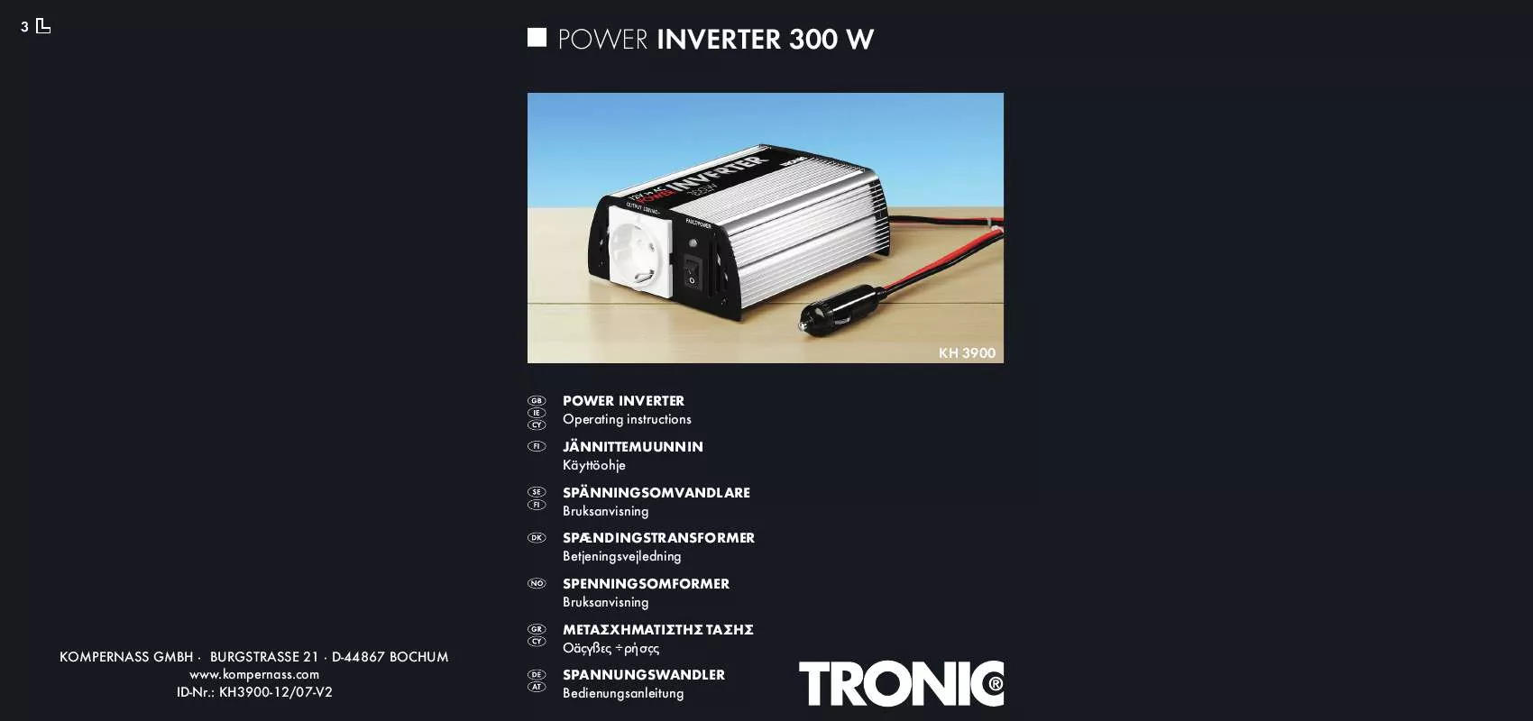 Mode d'emploi TRONIC KH 3900 POWER INVERTER