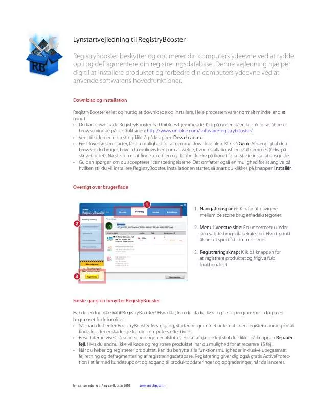 Mode d'emploi UNIBLUE REGISTRYBOOSTER