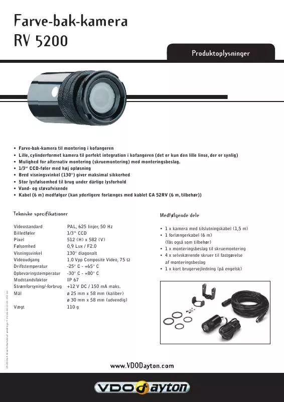 Mode d'emploi VDO DAYTON RV 5200