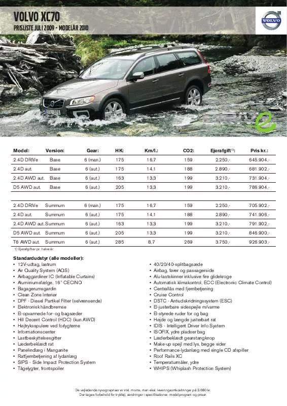 Mode d'emploi VOLVO XC70