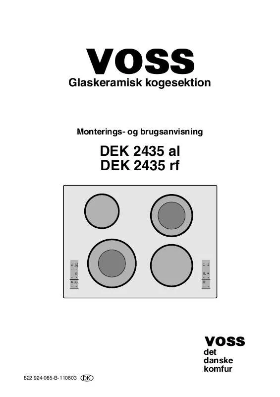 Mode d'emploi VOSS DEK2435-AL