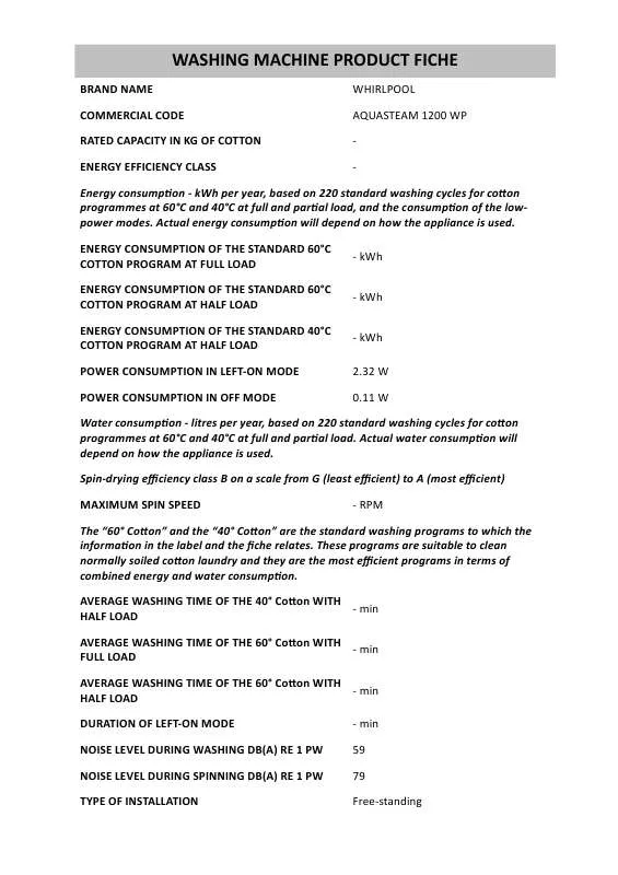 Mode d'emploi WHIRLPOOL ADPU 5300 WH