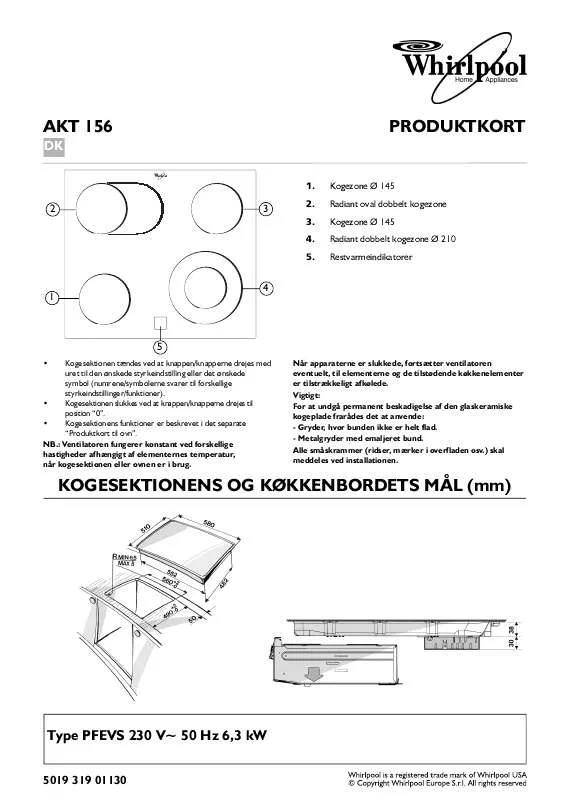 Mode d'emploi WHIRLPOOL AKT 156/NB