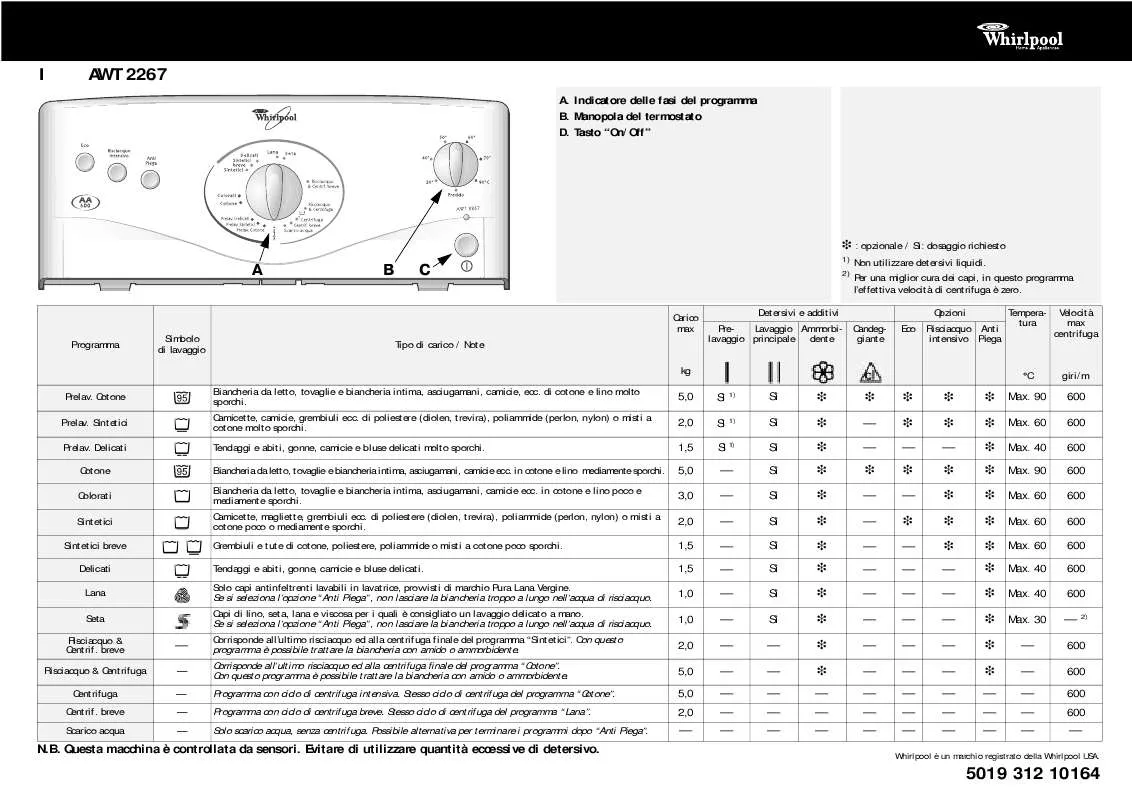 Mode d'emploi WHIRLPOOL CBA 262