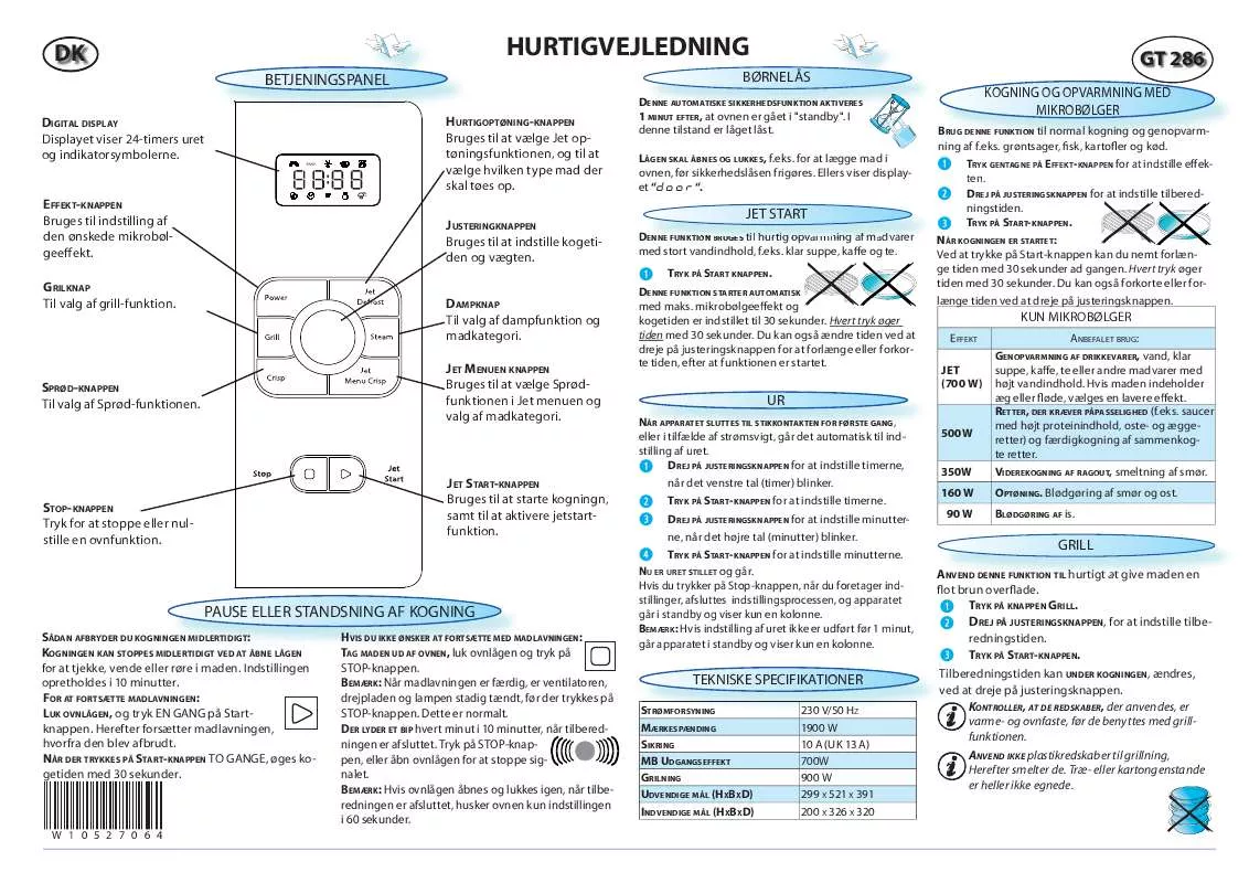 Mode d'emploi WHIRLPOOL GT 286 IX