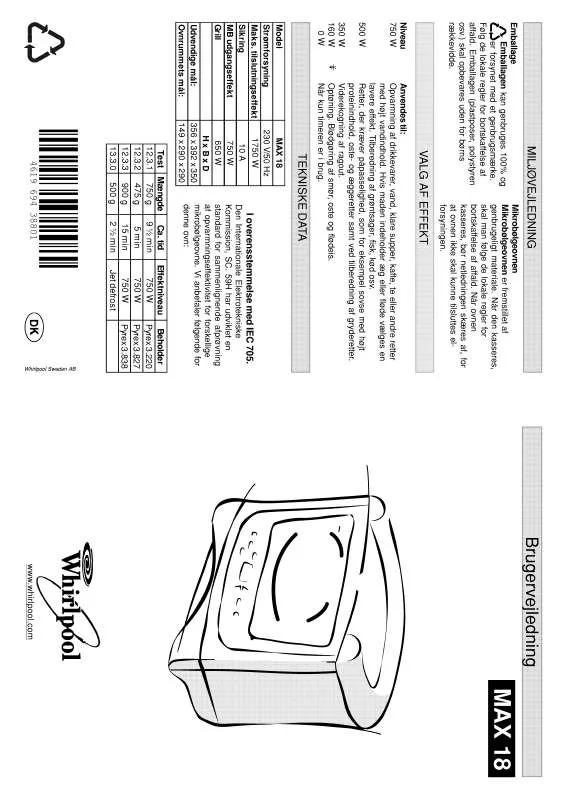 Mode d'emploi WHIRLPOOL MAX 18/BL