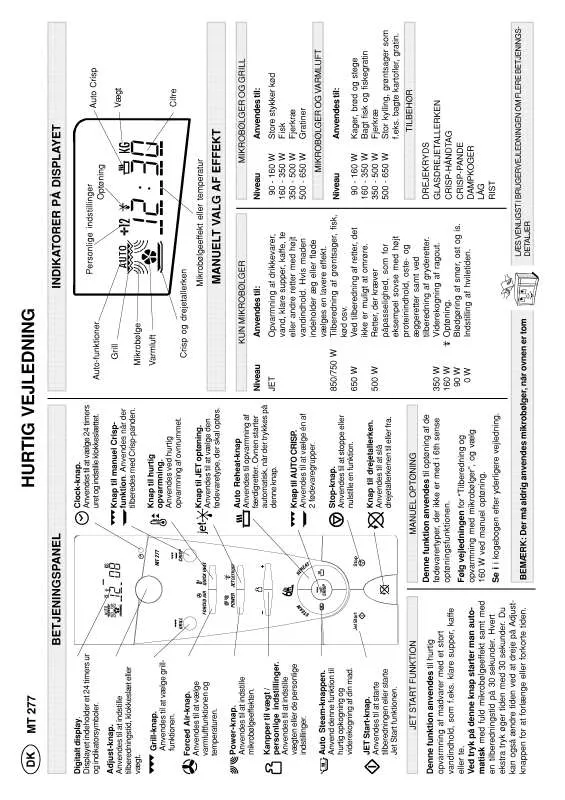 Mode d'emploi WHIRLPOOL MT 277/WH