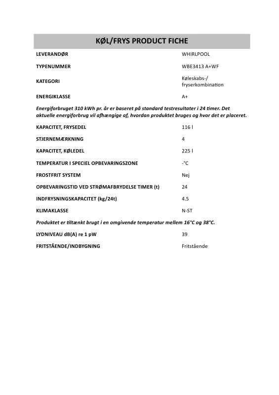 Mode d'emploi WHIRLPOOL WBE3412 A WF