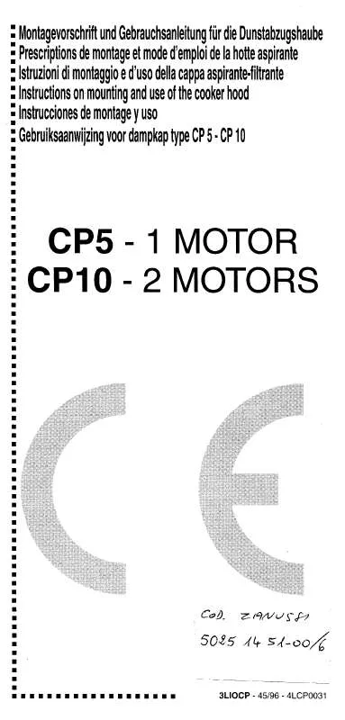 Mode d'emploi ZANKER CP10WH