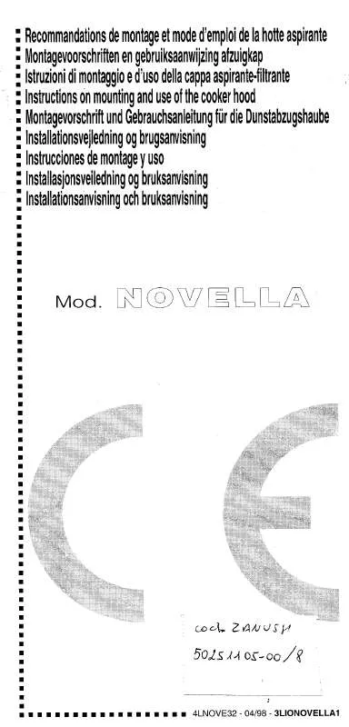 Mode d'emploi ZANKER NOVELLA90/2MBK