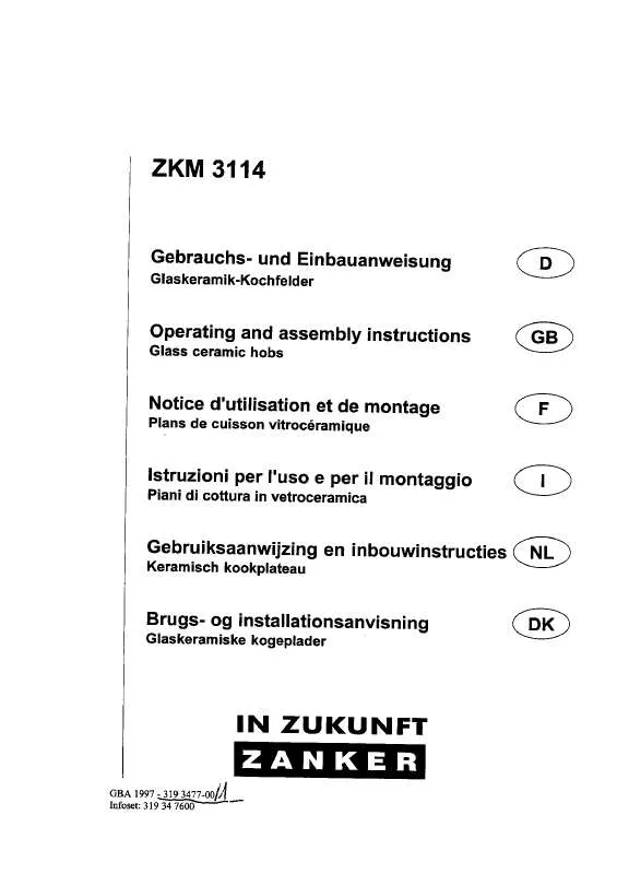 Mode d'emploi ZANKER ZKM3114KS