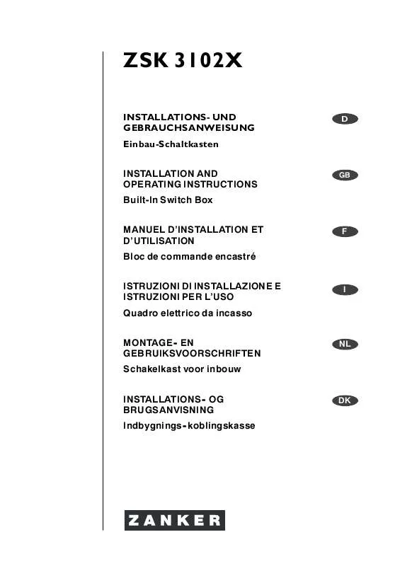 Mode d'emploi ZANKER ZSK 3102 X