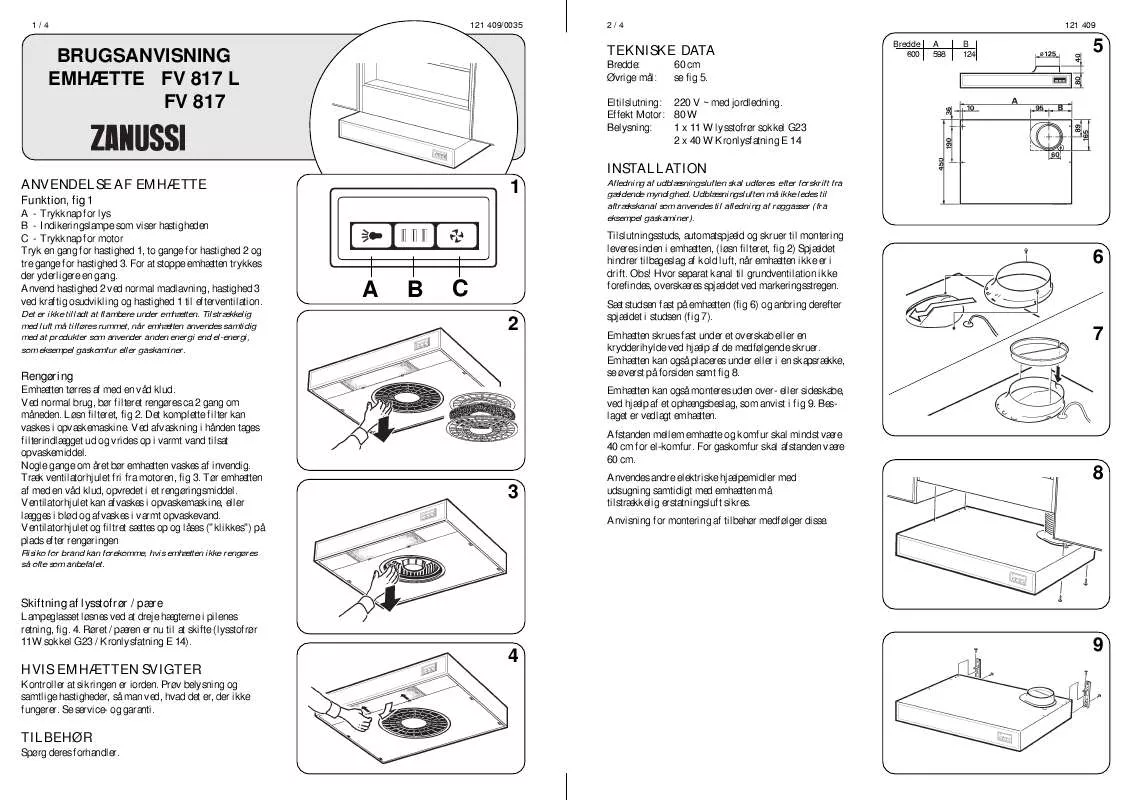 Mode d'emploi ZANUSSI FV817