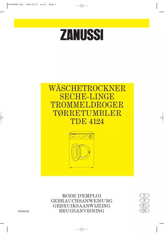 Mode d'emploi ZANUSSI ZAN TDE 4124 CH