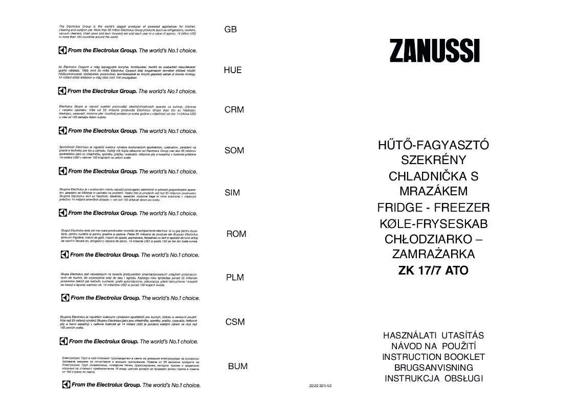 Mode d'emploi ZANUSSI ZK17/7ATO