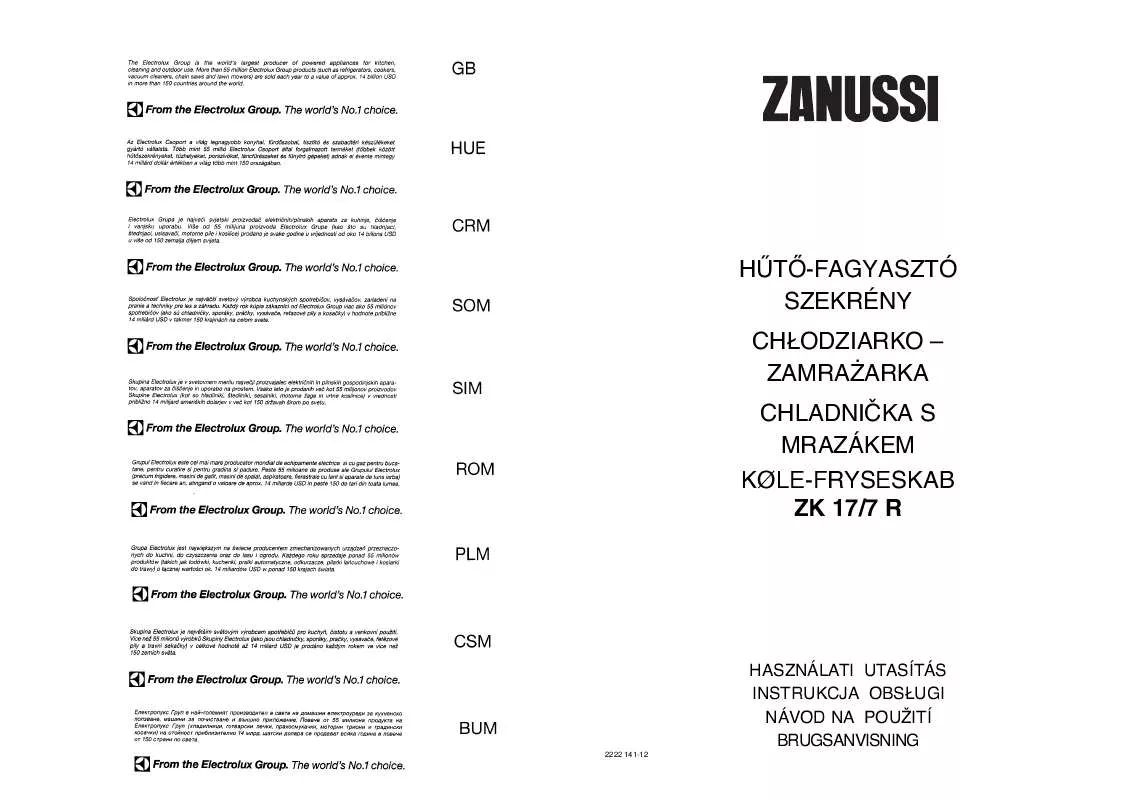 Mode d'emploi ZANUSSI ZK17/7R