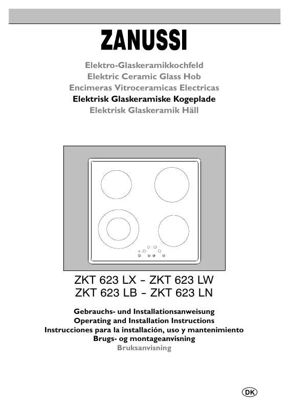 Mode d'emploi ZANUSSI ZKT623LB