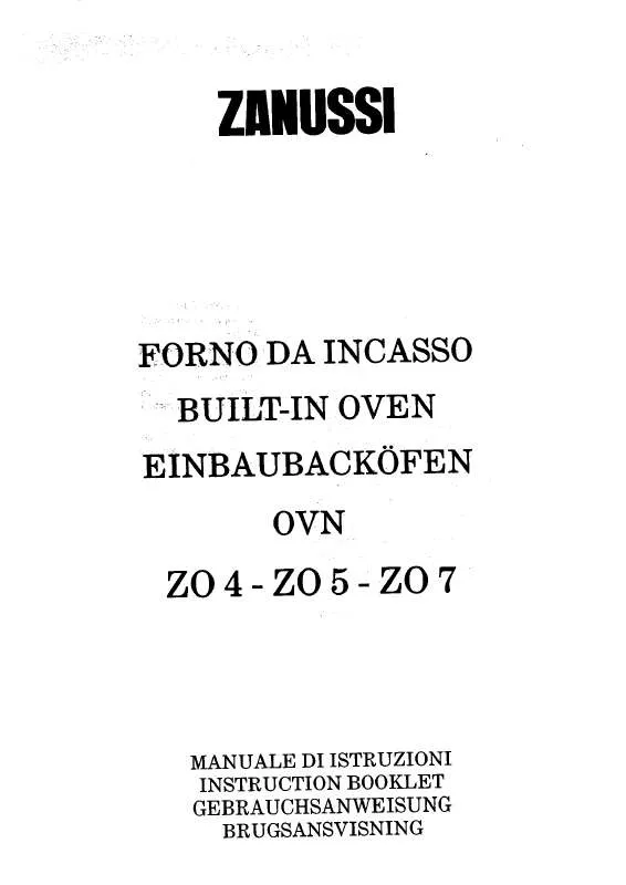 Mode d'emploi ZANUSSI ZOS5/1